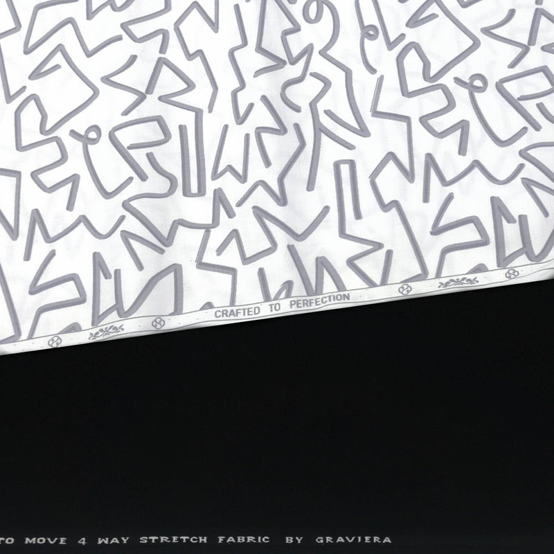 Pant Shirt Combo Pack Graviera Lycra Black Pant Printed Giza Cotton Light Grey White Shirt Fabric