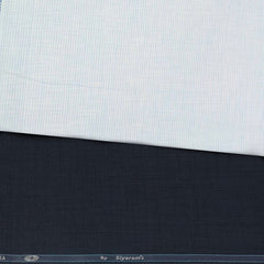 Pant Shirt Combo Pack Siyaram Space Blue Pant, Pin Lining Poly Cotton Blue N White Shirt Fabric