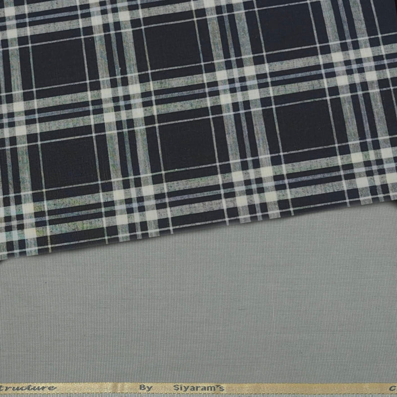 Pant Shirt Combo Pack Siyaram Silver Grey Pant, Broad Check Poly Cotton Black N White Shirt Fabric