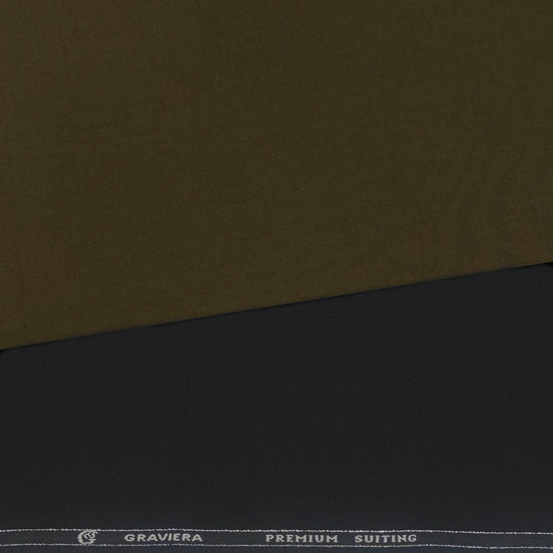 Pant Shirt Combo Pack Graviera Black Pant, Plain Poly Cotton Golden Brown Shirt Fabric