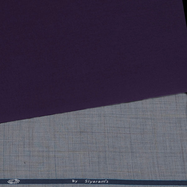 Pant Shirt Combo Pack Siyaram Silver Pant, Plain Poly Cotton Plum Purple Shirt Fabric