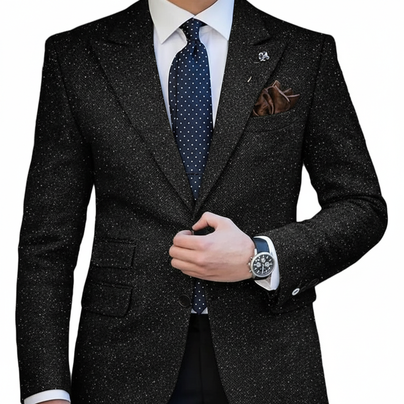 Blazer Fabric ManTire Italian Printed Colour Black