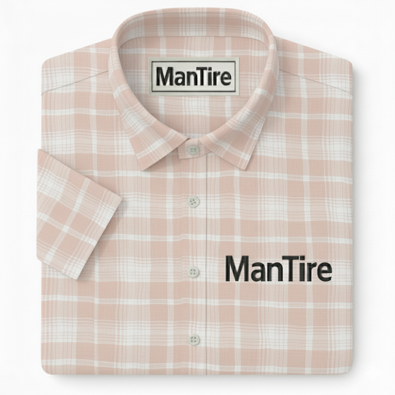 Shirt Fabric ManTire 100% Cotton Broad Check Colour Blossom Pink