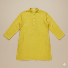 Kurta Fabric ManTire Designer Silk Embroidery Colour Golden Yellow