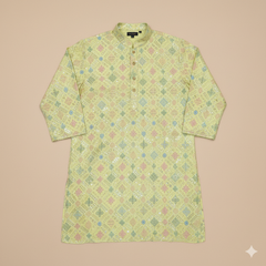 Kurta Fabric ManTire Designer Silk Embroidery Colour Mango Yellow