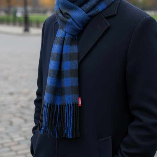 Raymond Pure Wool Muffler Colour Blue N Black