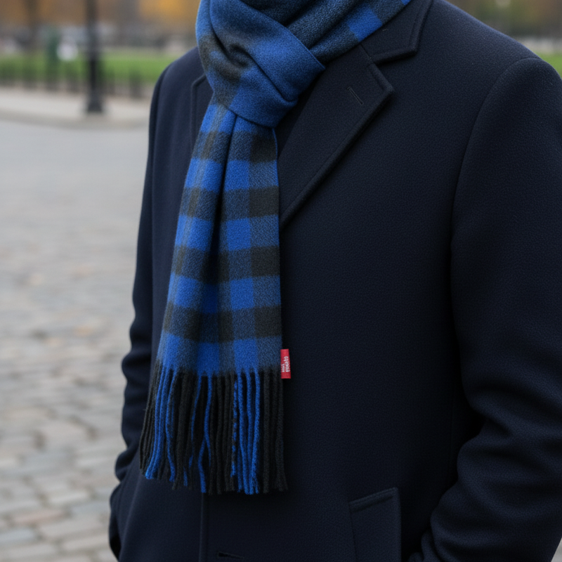 Raymond Pure Wool Muffler Colour Blue N Black