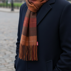 Raymond Pure Wool Muffler Colour Red N Brown, Multicolour