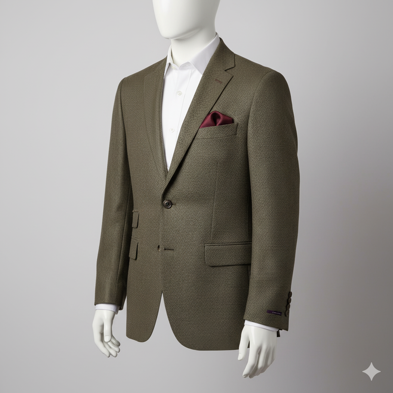 Tweed Blazer Fabric Raymond Wool Blended Zig Zag Colour Brown