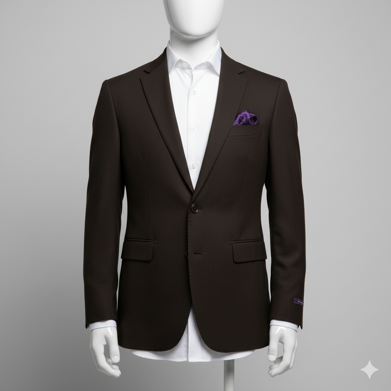 Tweed Blazer Fabric Raymond Wool Blended Dobby Colour Dark Coffee