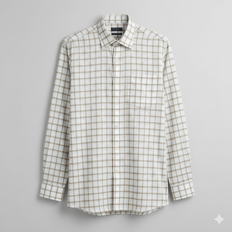 Shirt Fabric Mantire Poly Cotton Broad Check Colour  White