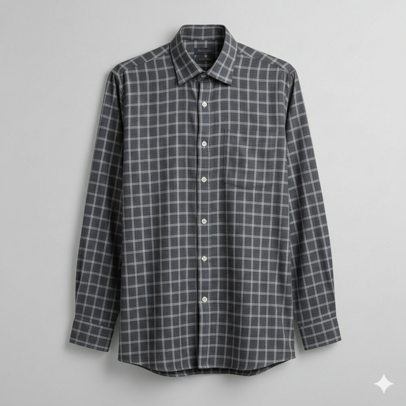 Shirt Fabric Mantire Poly Cotton Check Colour Black N Grey