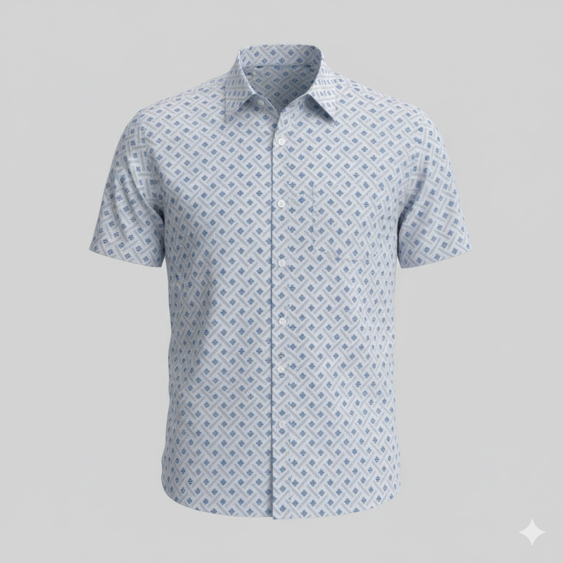 Shirt Fabric Raymond Giza Cotton Printed Colour Blue N Light Grey