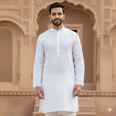 Linen Club Pure Linen 80Lea Premium Plain White Shirt n Kurta Pajama Fabric