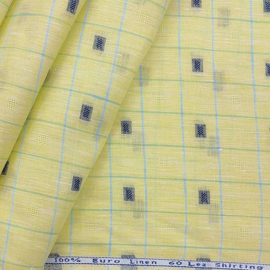 Solino Pure linen 70Lea jacquard Shirt Fabric colour Yellow
