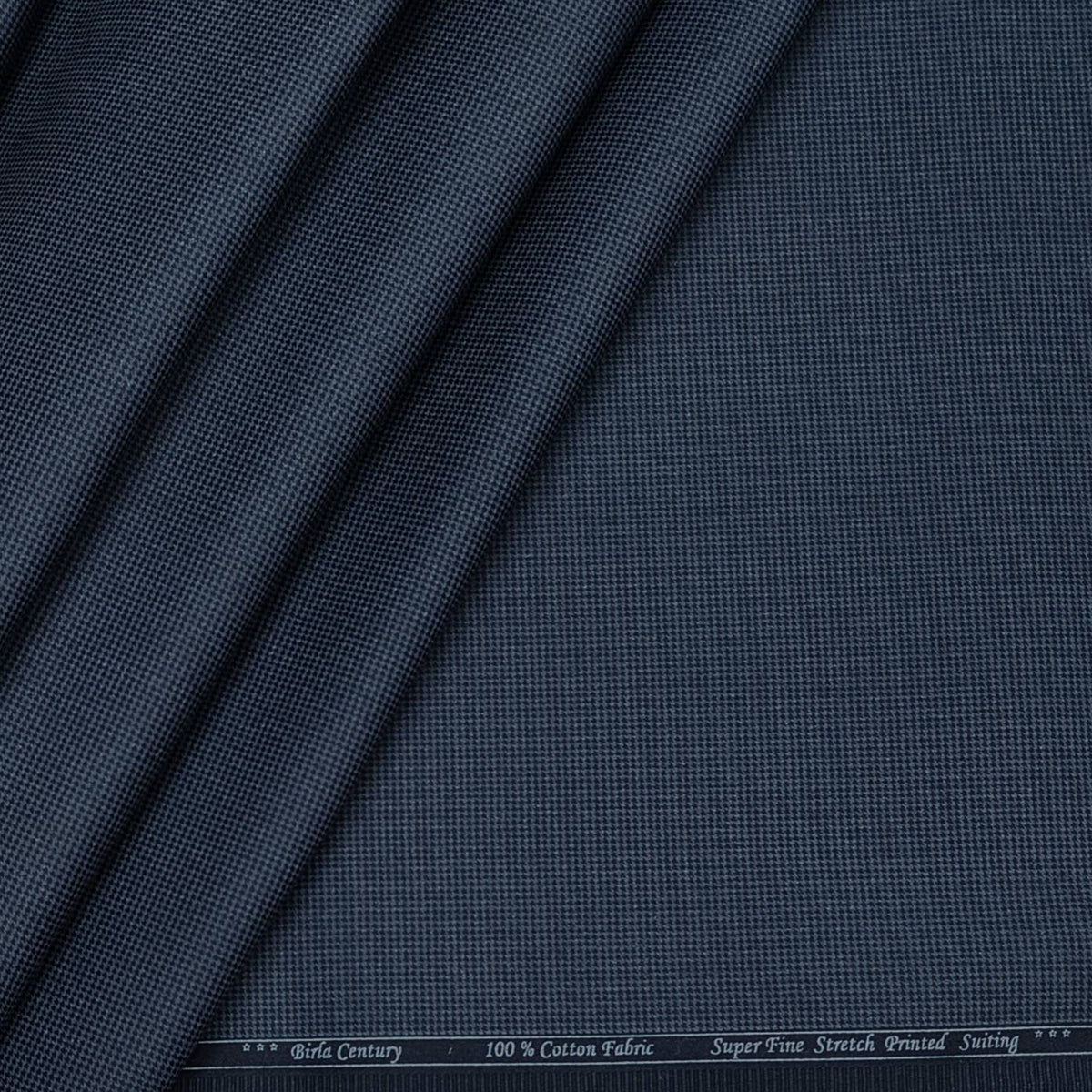 Birla Century Men's Pure Cotton Premium Stretchable Printed Trouser Fabric (Colour Blue)