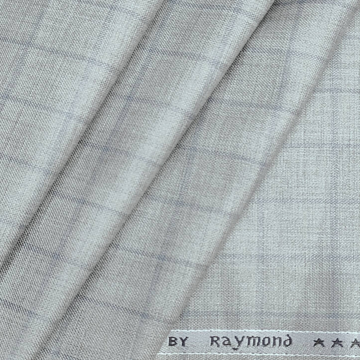 Raymond Men's Polyester Viscose Check Unstitched Suiting Fabric(Silver)