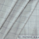 Raymond Men's Polyester Viscose Check Unstitched Suiting Fabric(Silver)
