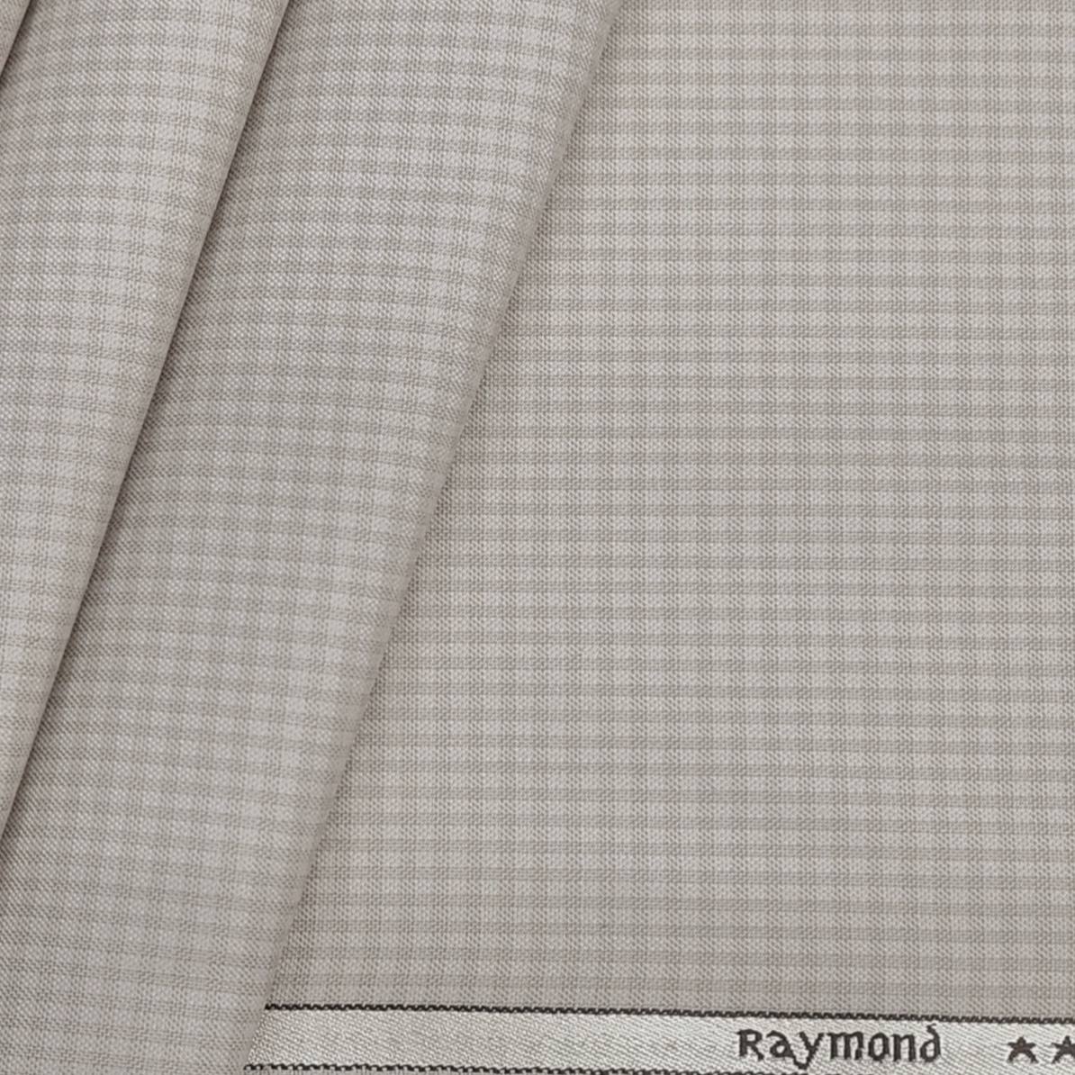 Raymond Men's Polyester Viscose Soft Check Unstitched Pant Fabric(Dark Cream)