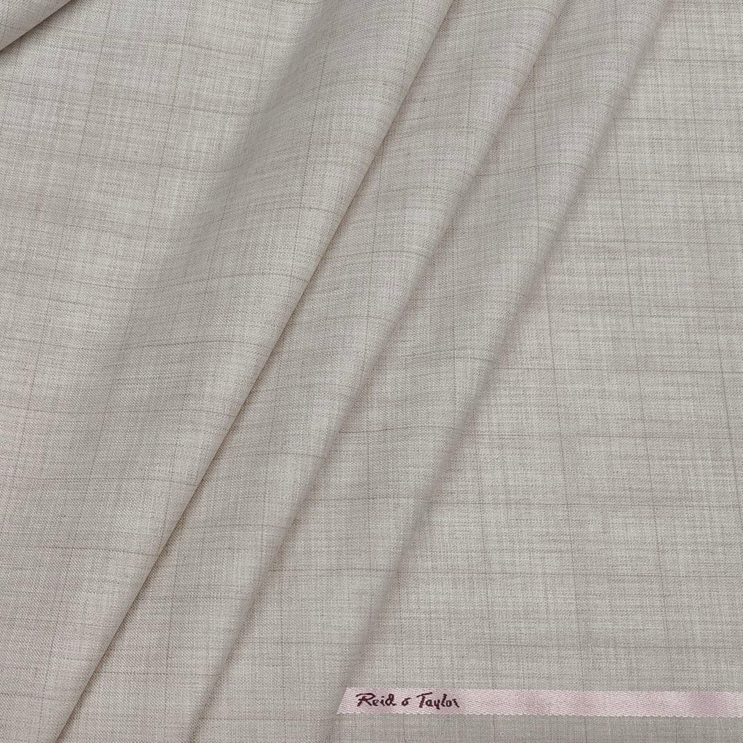 Reid n Taylor Men's Premium check unstitched Pant Fabric (Cream)