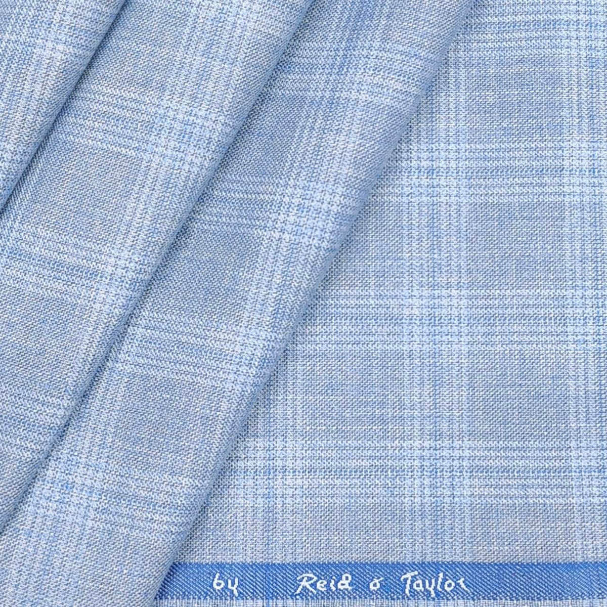 Reid n Taylor Men's Premium check unstitched Pant Fabric (sky blue)