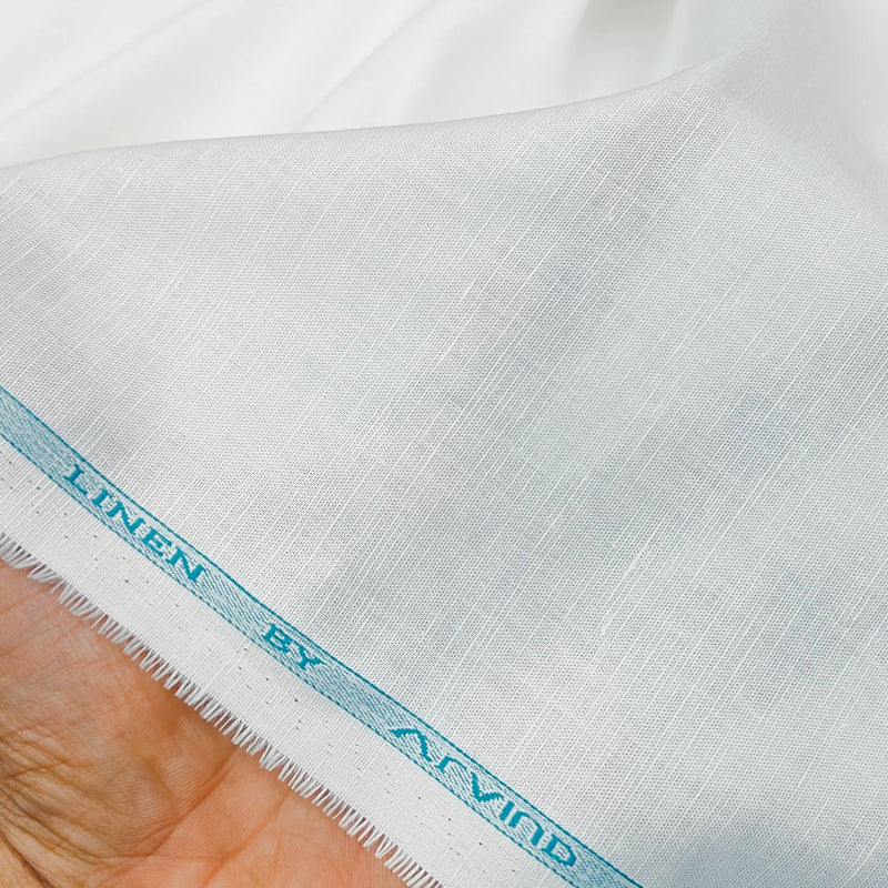 Shirt Fabric Arvind Linen Cotton Mix Premium Plain White