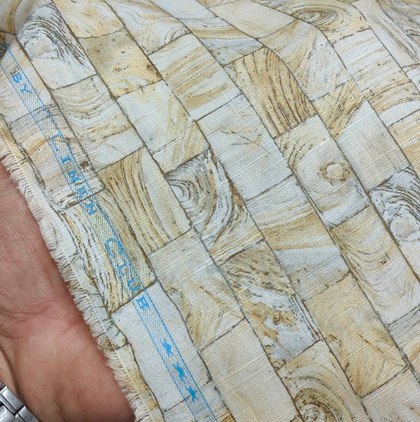 Shirt & Kurta Fabric Linen Club Linen Cotton Mix Digital Printed Colour Light Brown