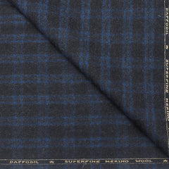 OCM 100% Fine Count Wool Check Tweed Blazer Fabric Colour Black