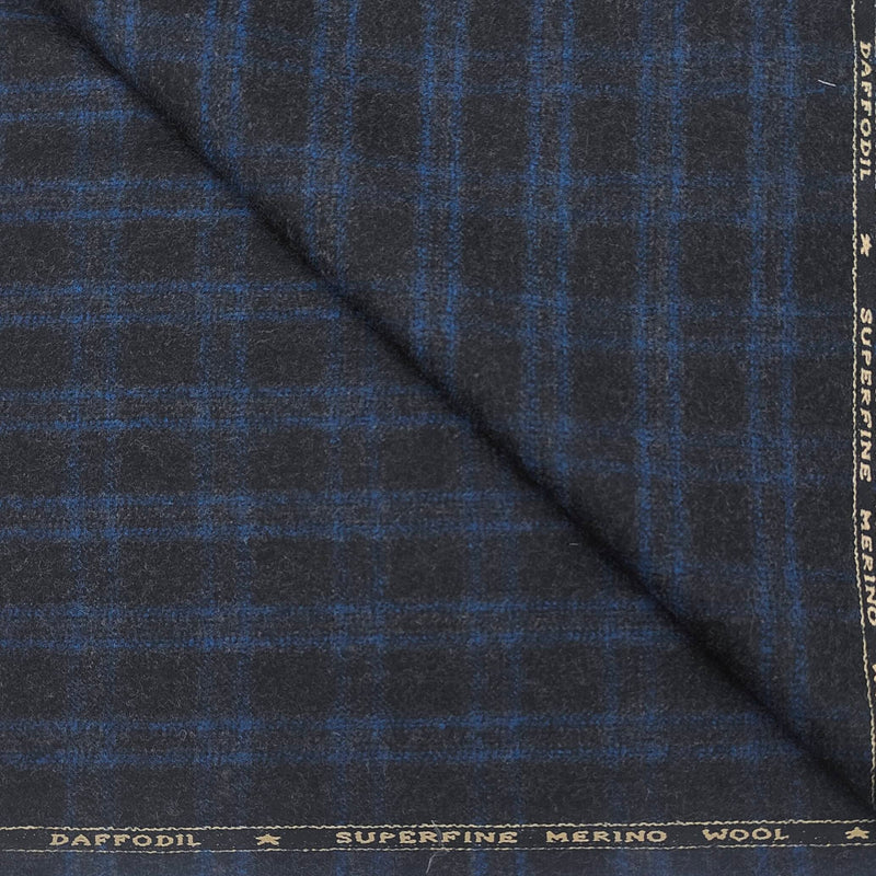 OCM 100% Fine Count Wool Check Tweed Blazer Fabric Colour Black