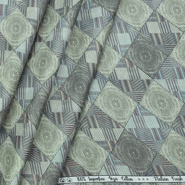 ManTire Finest Giza Cotton Digital Printed Shirt Fabric Colour Olive Green