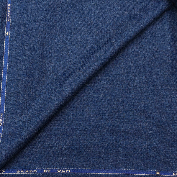 OCM 100% Wool self Textured Tweed Blazer Fabric Colour ink Blue