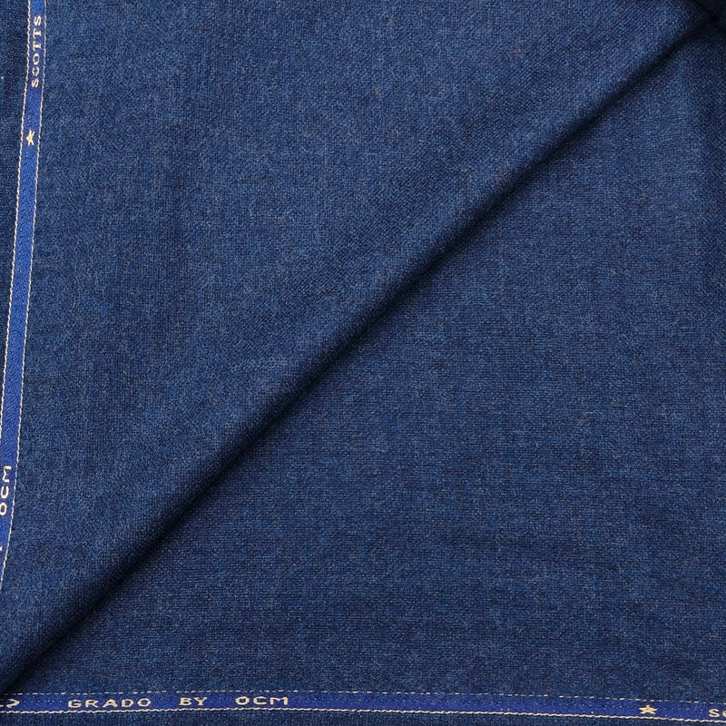 OCM 100% Wool self Textured Tweed Blazer Fabric Colour ink Blue