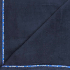 Arvind Pure Cotton stretchable Corduroy Trouser Fabric Colour Dark Blue