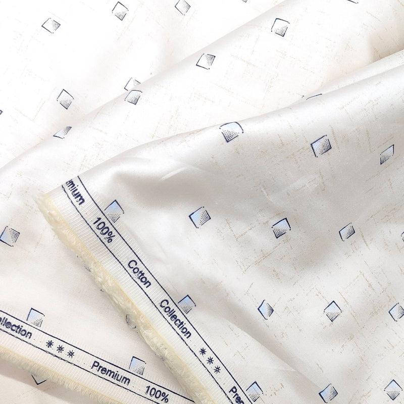Shirt Fabric ManTire Giza Cotton Designer printed Colour Cream