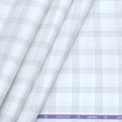 Shirt Fabric Soktas Giza Cotton Jacquard Check Colour White n Grey