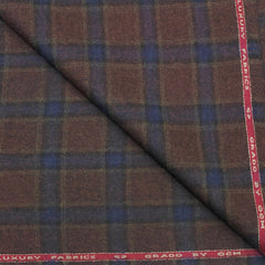 Blazer Fabric OCM 100% wool Check Tweed Colour High Brown
