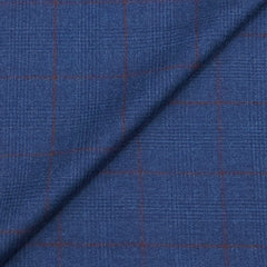 Blazer Fabric OCM 100% Merino wool Check Tweed Colour Rusty Blue