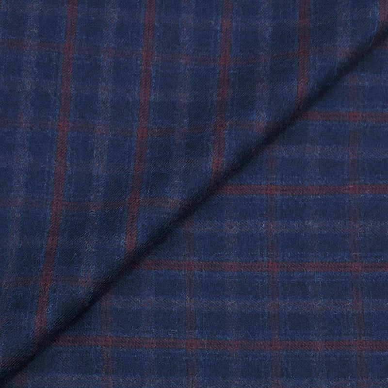Blazer Fabric OCM 100% Wool Broad Check Tweed Colour Admiral Blue