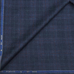 Blazer Fabric OCM 100s count 100% Wool Check Tweed Colour Dull blue