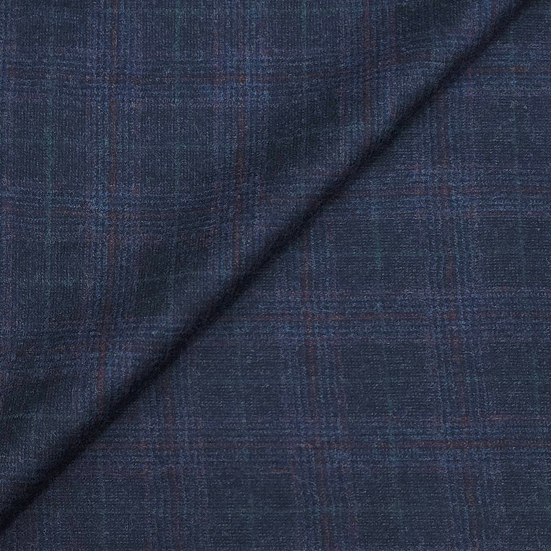 Blazer Fabric OCM 100% Wool Check Tweed Colour Denim Blue