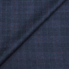 Blazer Fabric OCM 100s count 100% Wool Check Tweed Colour Dull blue