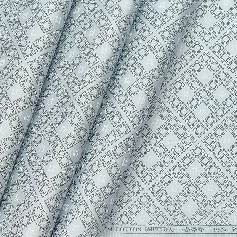 Shirt Fabric ManTire Giza Cotton Printed Colour Mint Grey