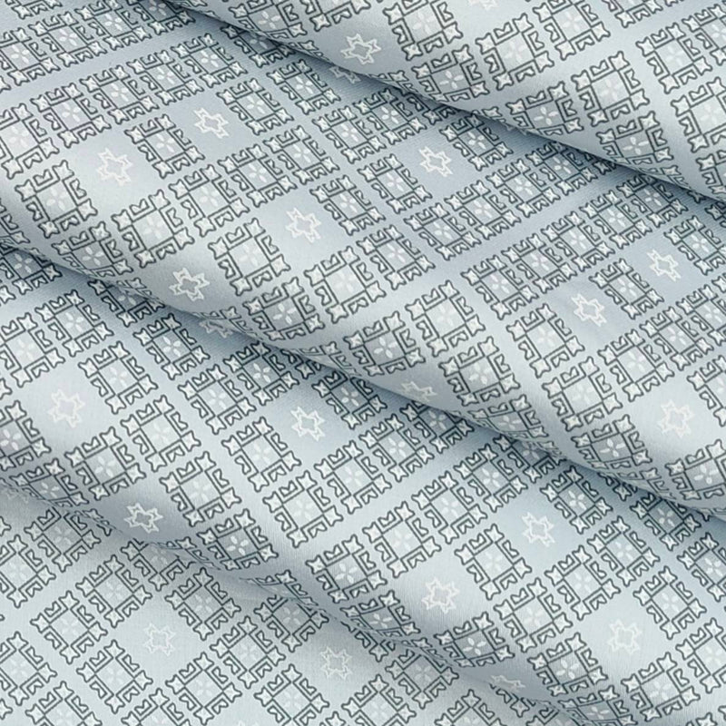 Shirt Fabric ManTire Giza Cotton Printed Colour Mint Grey