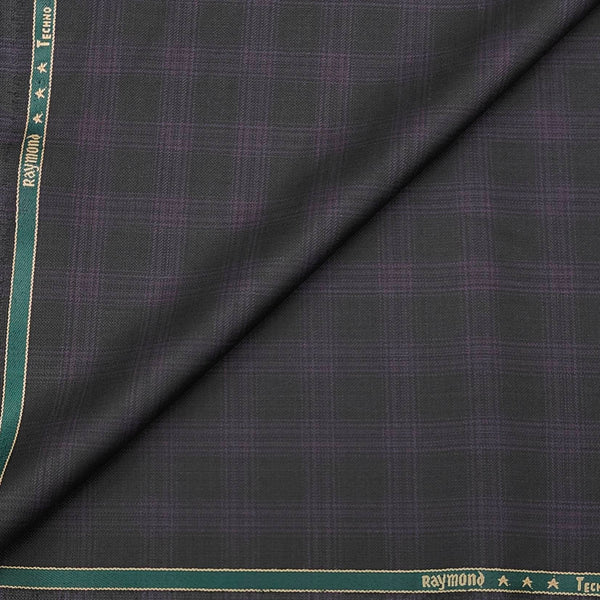 Trouser Fabric Raymond Finest Wool Blended check Colour Wine n Black