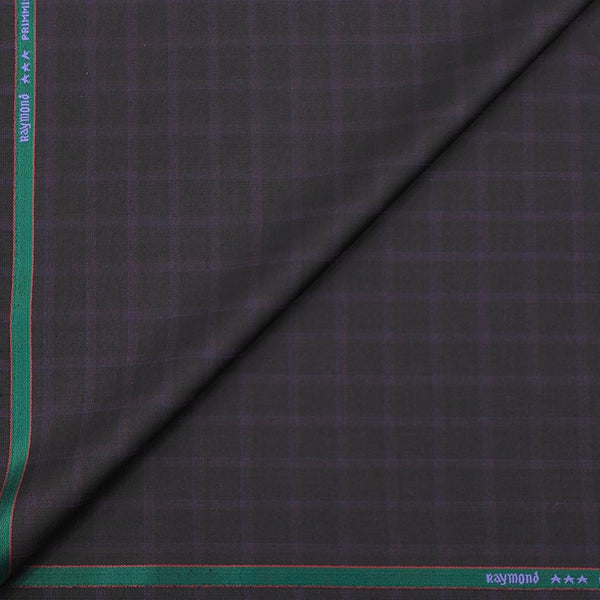 Suit Fabric Raymond 100s Wool Blended check Colour Wine