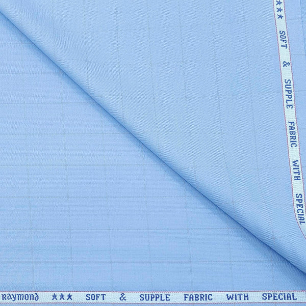 Trouser Fabric Raymond Fine Count PV Check Color Light Blue