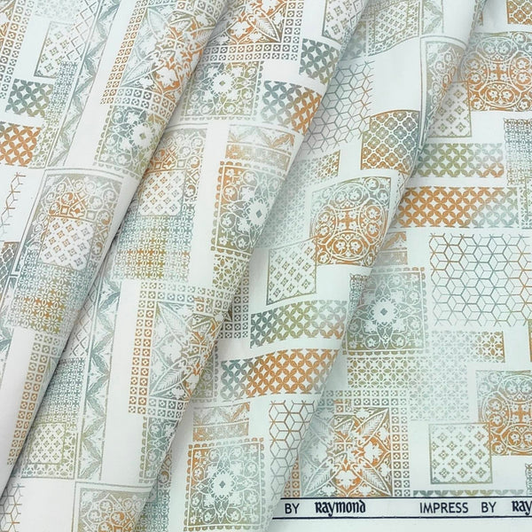 Shirt Fabric Raymond Blended Printed Colour Rusty Green