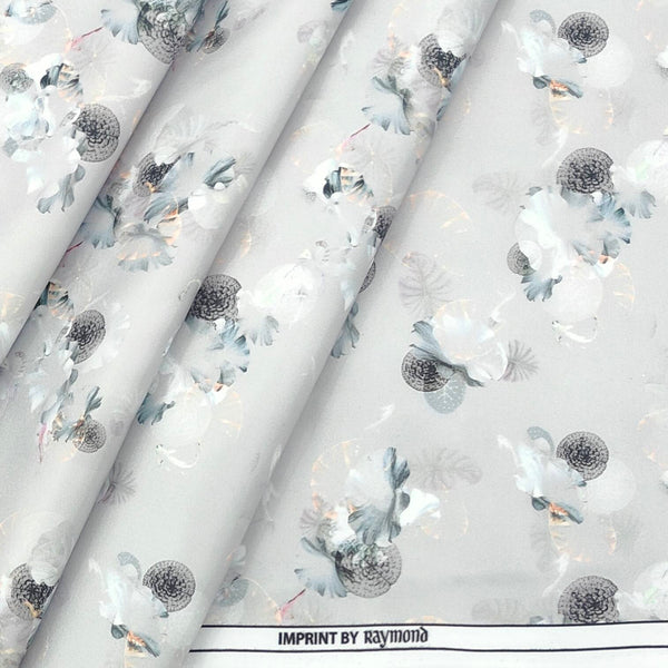 Shirt Fabric Raymond Polished Cotton Digital Printed Colour Grey