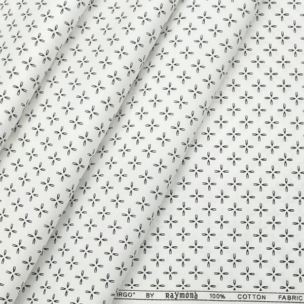 Shirt Fabric Raymond Premium 100% Cotton Printed Colour White n Black