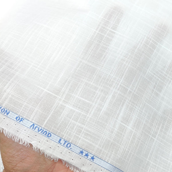 Shirt Fabric Arvind Stiff Pure Cotton Slub White